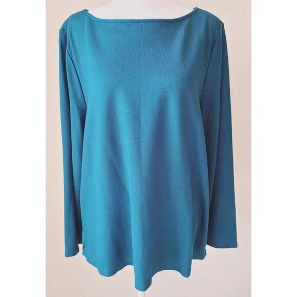 J. Jill Women's Ponte Knit Teal Blue/Green Tunic SZ XL With Side Buttons - Picture 3 of 14